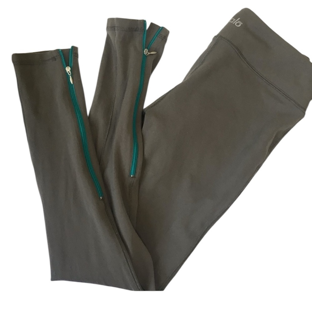 ALO Yoga Leggings Zippers Ankles Pants Stretch Crop Tights Yoga Running Waist S